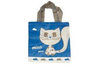 Eco-friendly shopping basket Cat in blue