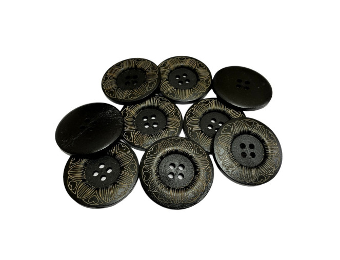 Medinė saga 40mm Juoda su raštais Nr. 627