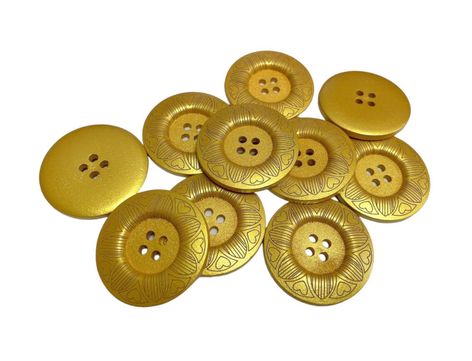 Medinė saga 40mm Auksinė su raštais Nr. 628