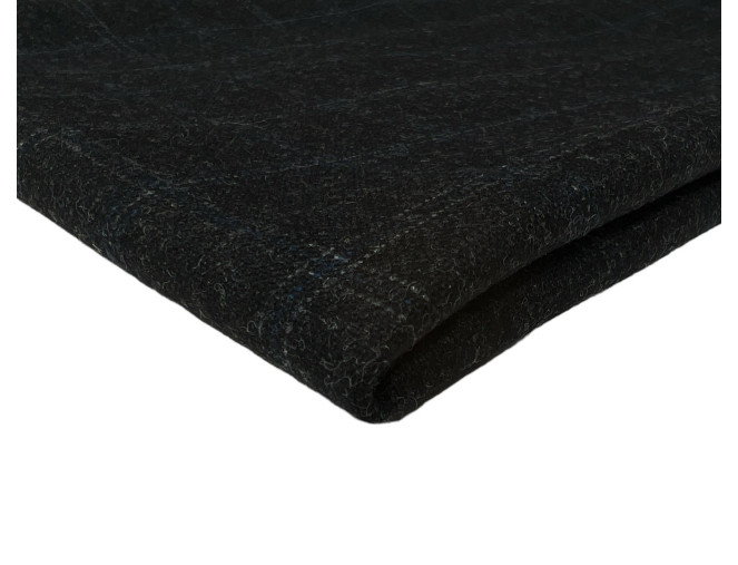 Checked wool fabric Dark grey