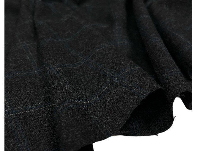 Checked wool fabric Dark grey pigiau
