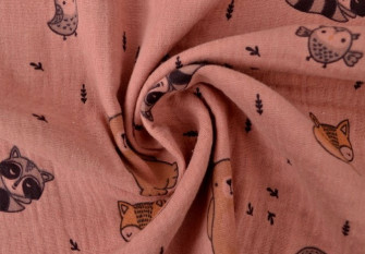 Muslin Animals in dark ash pink