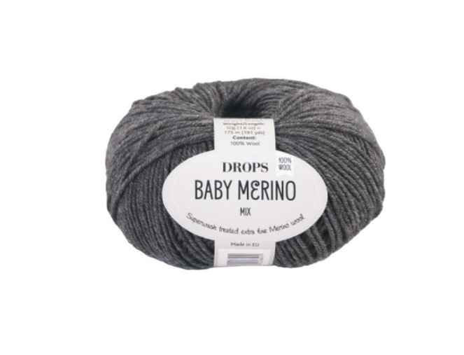Drops baby merino 20 Tamsiai pilka