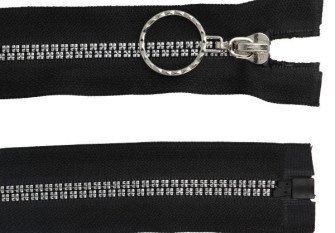 Decorative plastic zipper with eyes 75cm Black