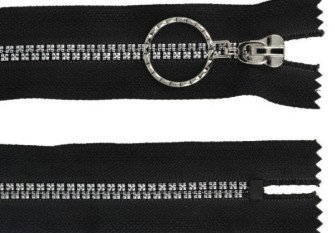 Decorative plastic zipper with eyes 16cm Black