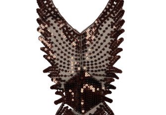 Sewn-on appliqué Decollete Brown with scales