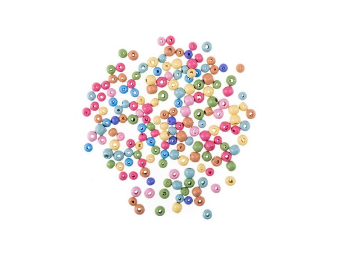 Wooden beads Coloured 8-10mm 40g