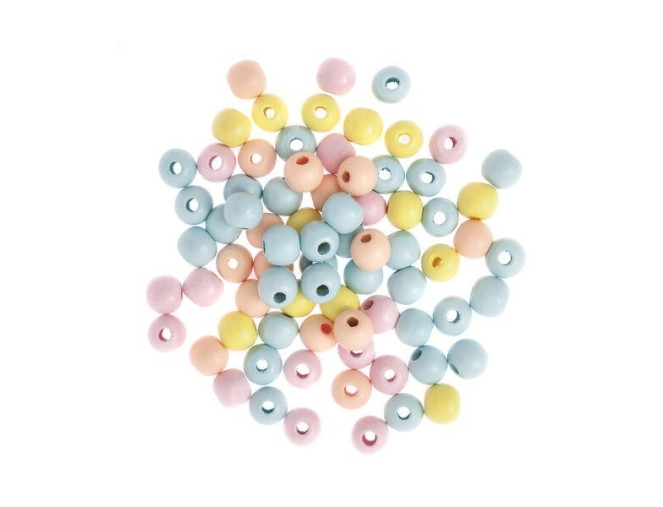 Wooden beads Pastel colours 12mm 40g