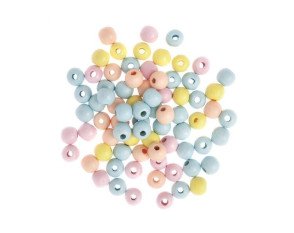 Wooden beads Pastel colours 12mm 40g