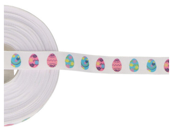 Dekoratyvinė ripsinė juostelė Velykiniai margučiai 15mm