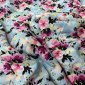 Viscose fabric with linen Flowers in light blue pigiau