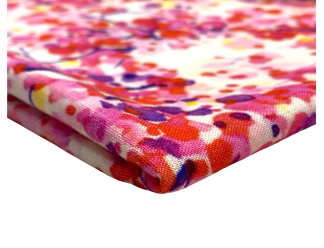 Viscose fabric with linen Pink spots