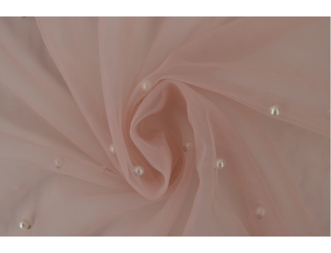 Tulle with beads Ash pink