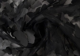 Tulle with butterflies Black