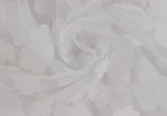 Tulle with Flowers White