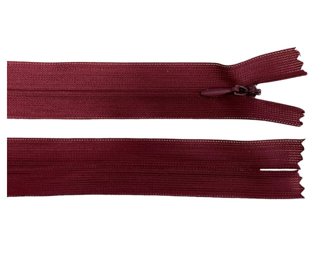 Paslėptas užtrauktukas 50cm Tamsi bordo