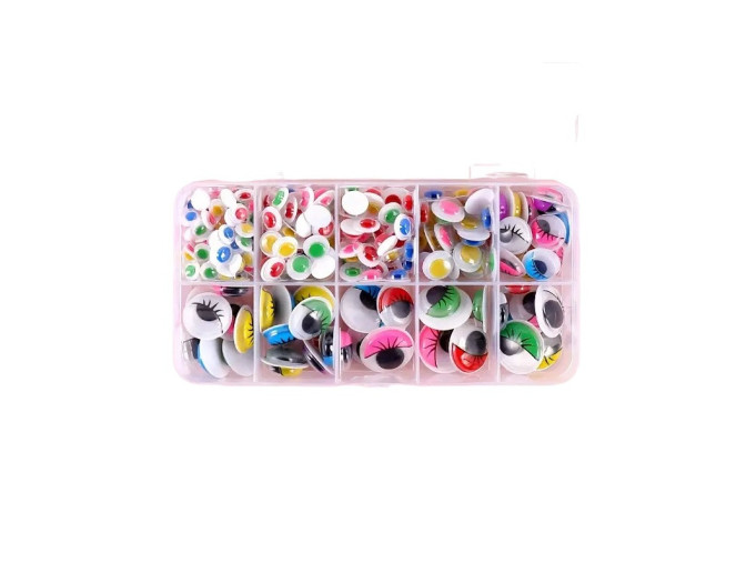 Coloured eyes for toys 6 - 18mm 260pcs.