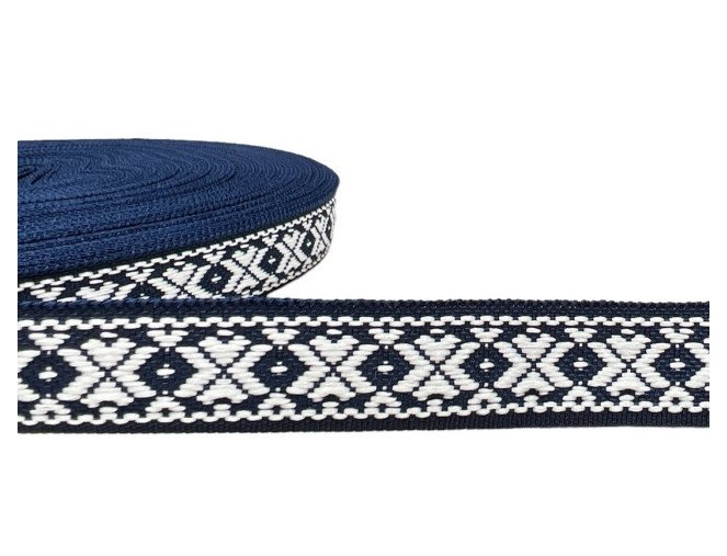 Tautinė juostelė 15mm Mėlyna balta