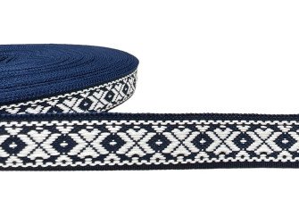 Tautinė juostelė 15mm Mėlyna balta