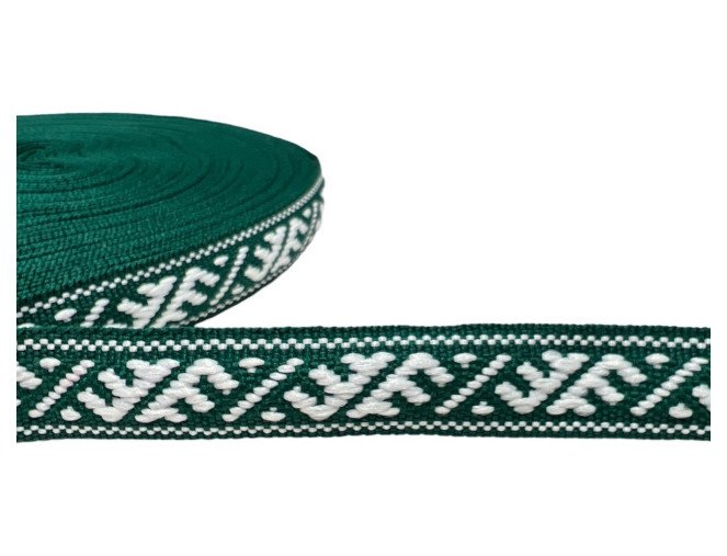 Tautinė juostelė 13mm Žalia balta