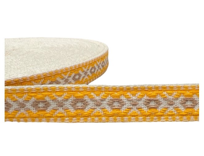 Tautinė juostelė 15mm Geltona smėlio