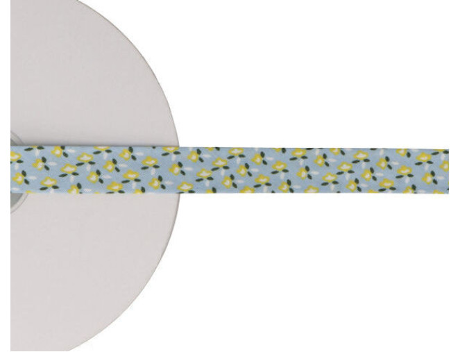 Cotton ribbon Flowers in blue 15mm