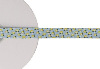 Cotton ribbon Flowers in blue 15mm