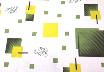Cotton - canvas for bedding Green squares