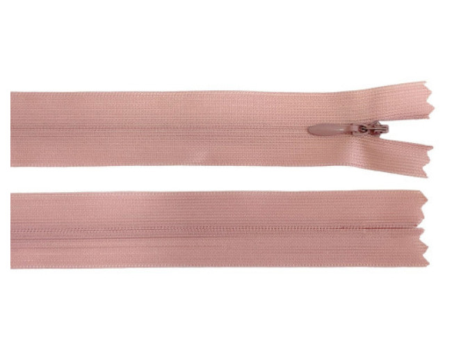 Paslėptas užtrauktukas 30cm Pelenų rožinė