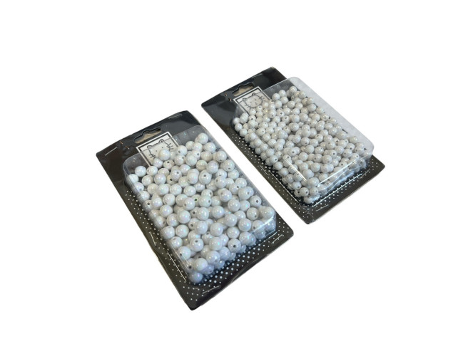 Karoliukai - perliukai Balti perlamutriniai 100gr | 2 dydžiai