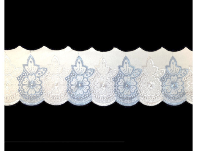 Medvilninis nėrinys 115mm Balta/mėlyna