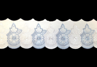 Cotton lace 115mm White/blue