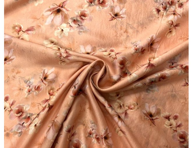 Šilkas Gėlės persikiniame