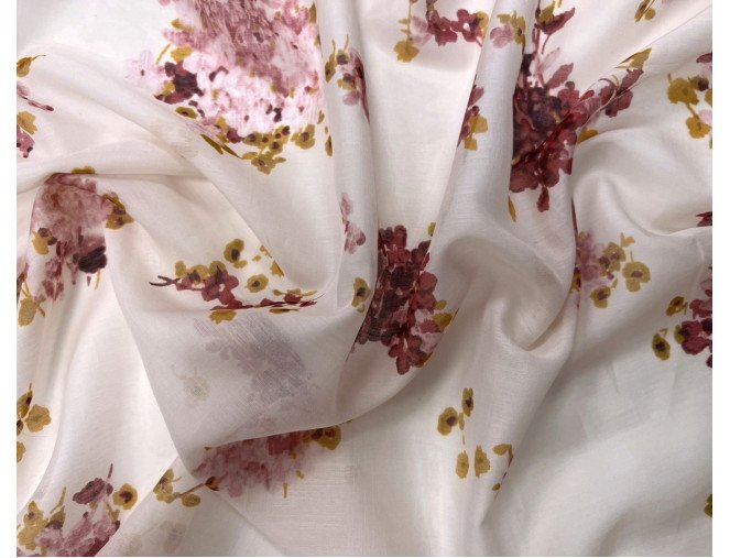 Silk with cotton Floral flowers in pink