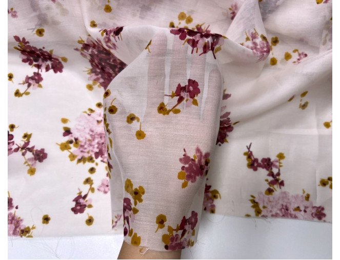 Silk with cotton Floral flowers in pink pigiau