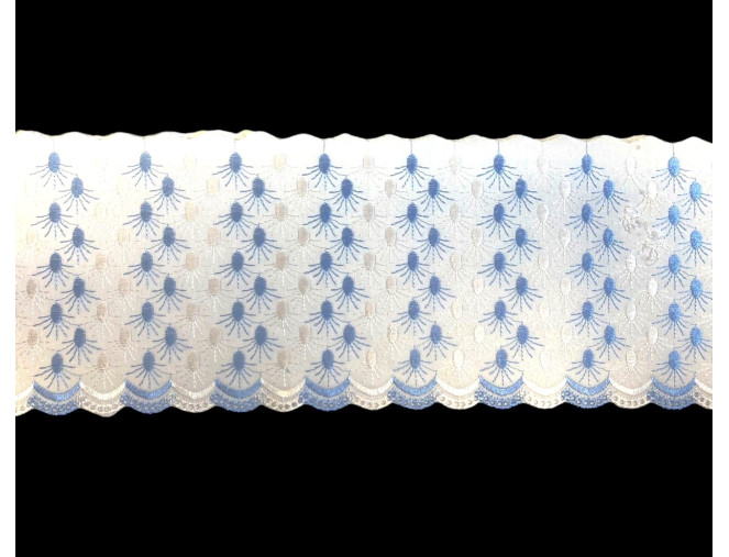 Medvilninis nėrinys 160mm Balta/mėlyna