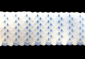Cotton lace 160mm White/blue