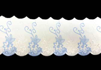 Cotton lace 155mm White/blue