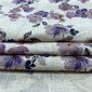 Linen with viscose Violet flowers in grey pigiau