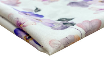 Viscose fabric Lilac flowers in white