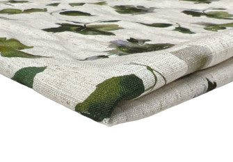 Linen with viscose Green leaves