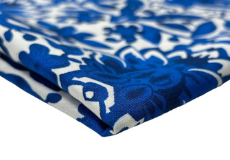 Polyester fabric Blue in white