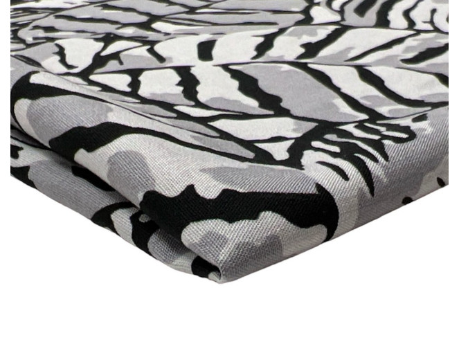 All-woven fabric in black with grey lettering
