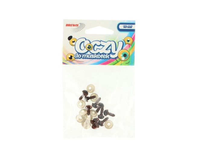 Screw-in eyes for toys 8mm 10pcs Brown