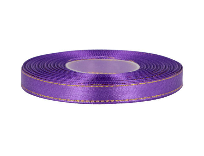 Atlasinės juostelės su auksiniu krašteliu 10mm 27m | 7 spalvos internetu