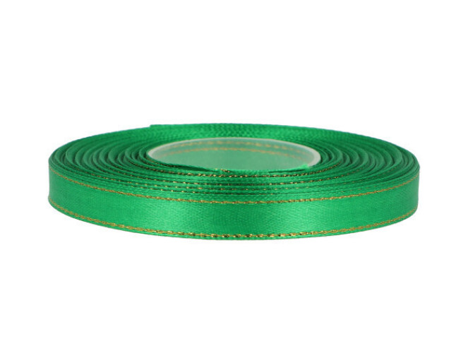 Atlasinės juostelės su auksiniu krašteliu 10mm 27m | 7 spalvos skubus pristatymas