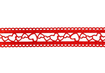 Decorative strip of 25 mm Red Hearts