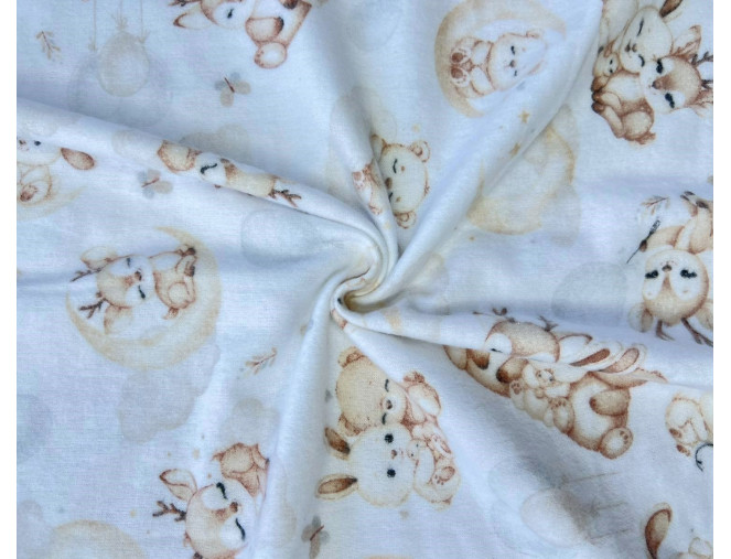 Flannel Animals and balloons in white