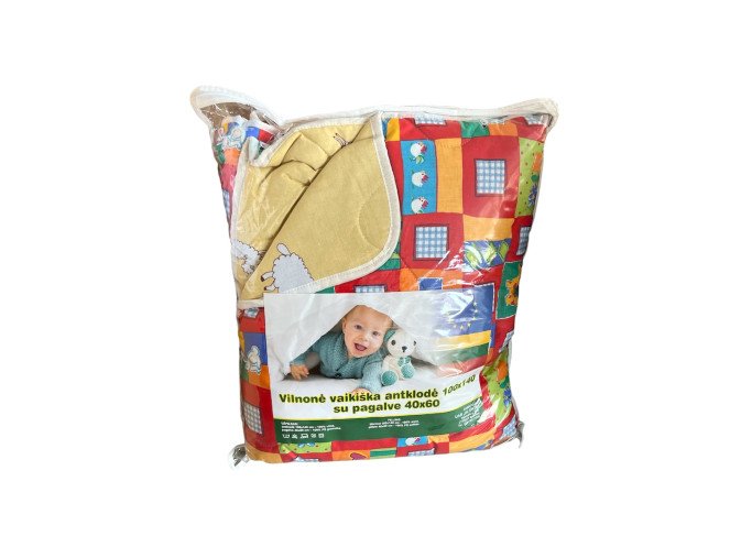 Vaikiška antklodė ir pagalvė 100% vilna