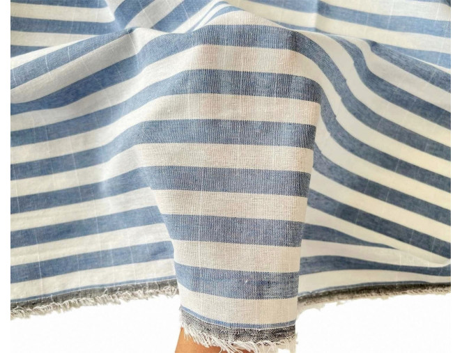 Cotton fabric Blue striped internetu